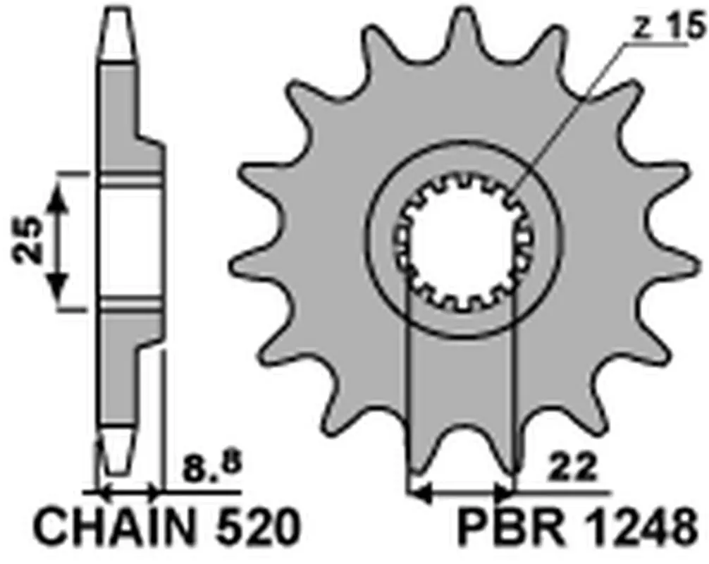 PBR řetězové kolečko přední 1248 15 18NC (PBR řetězové kolečko přední 1248 15 18NC)