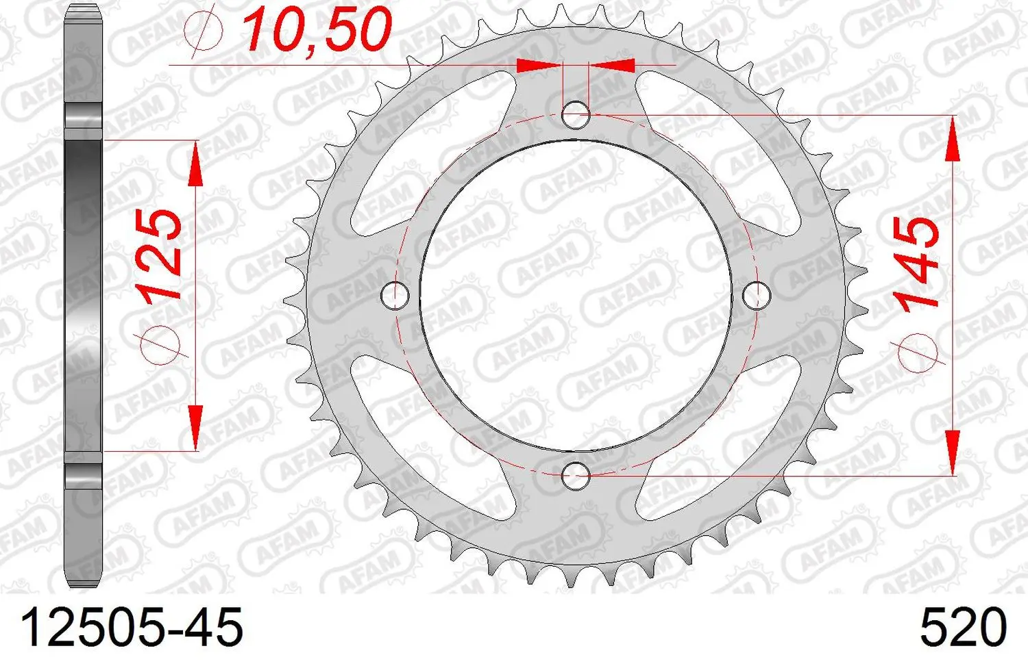 AFAM zadní řetězové kolečko 857 45 YAMAHA XT 600E '90-03, XT 660Z TENERE '91-00 (JTR857.45) (řetěz 520) (AFAM zadní řetězové kolečko 857 45 YAMAHA XT)