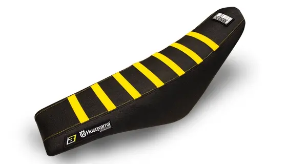 BLACKBIRD potah sedla HUSQVARNA FC/TC 14-15, TE/FE 14-16 ZEBRA barva žlutá černá (BLACKBIRD potah sedla HUSQVARNA FC/TC 14-15, TE/FE 14-16 ZEBRA)