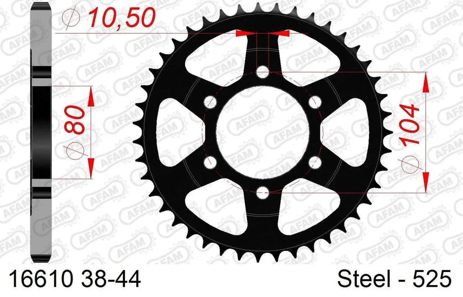 AFAM zadní řetězové kolečko 4359 40 KAWASAKI ZX 6 R '98-'02, Z 1000 '07-'09, ZX10R '04-'15 (řetěz 525) (JTR1489.40) (AFAM zadní řetězové kolečko 4359)