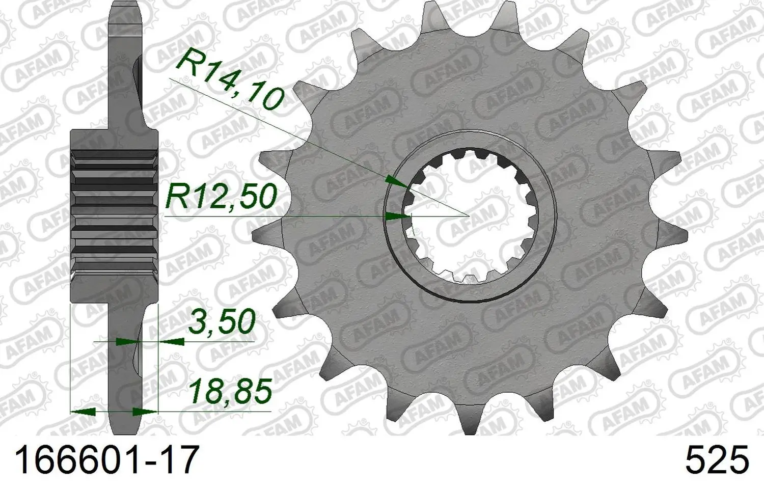 AFAM přední pastorek 2078 17 zubů BMW F 650/700/800 GS (JTF704.17) (řetěz 525) ( )
