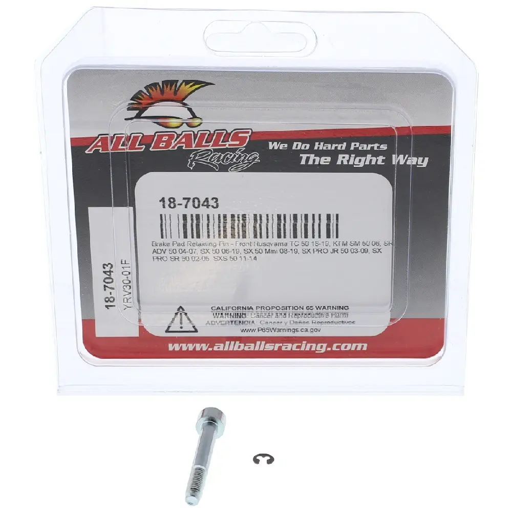 ALL BALLS čep brzdových destiček (1 kus) přední HUSQVARNA TC 50 18-23, SX 50 06-23, SX 50 MINI 08-19, SX PRO SR 50 02-05, SXS 50 11-14, GAS GAS MC 50