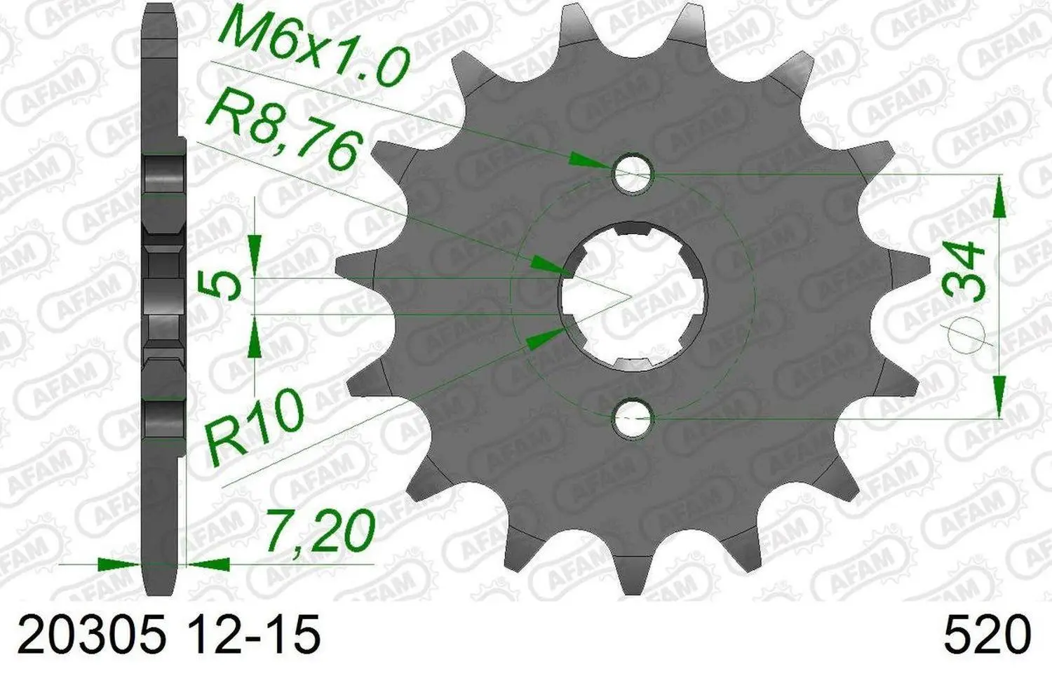 AFAM přední pastorek 279 15 HONDA XL 125 V '01-'13, VT 125C '99-'07, NSR125 '93-'02 (řetěz 520) (JTF327.15) (AFAM přední pastorek 279 15 HONDA XL 125)