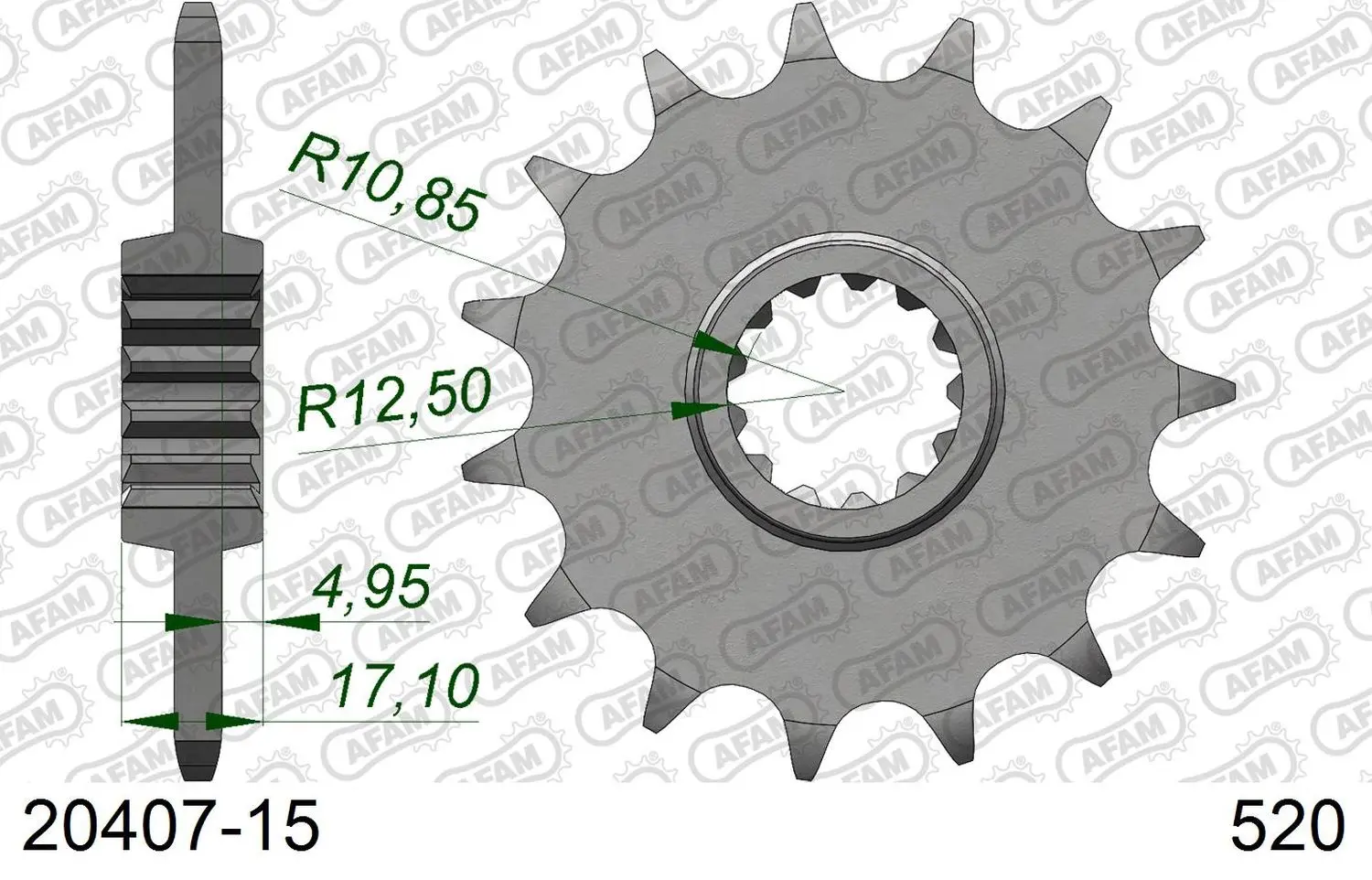 AFAM pastorek přední 2042 15 HONDA CB 500F/X '13-'15, CBR 500R '13-'16, NC 700 '12-'14, CT/CTX 700 14 (JTF1381.15) (řetěz 520) ( )