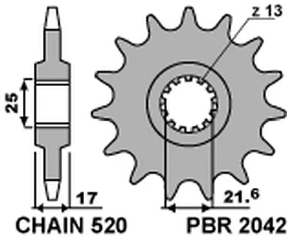 PBR řetězové kolečko přední 2042 15 18NC HONDA CB 500F/X '13-15, CBR 500R '13-15 (řetěz 520) (MADE IN ITALY) ( )