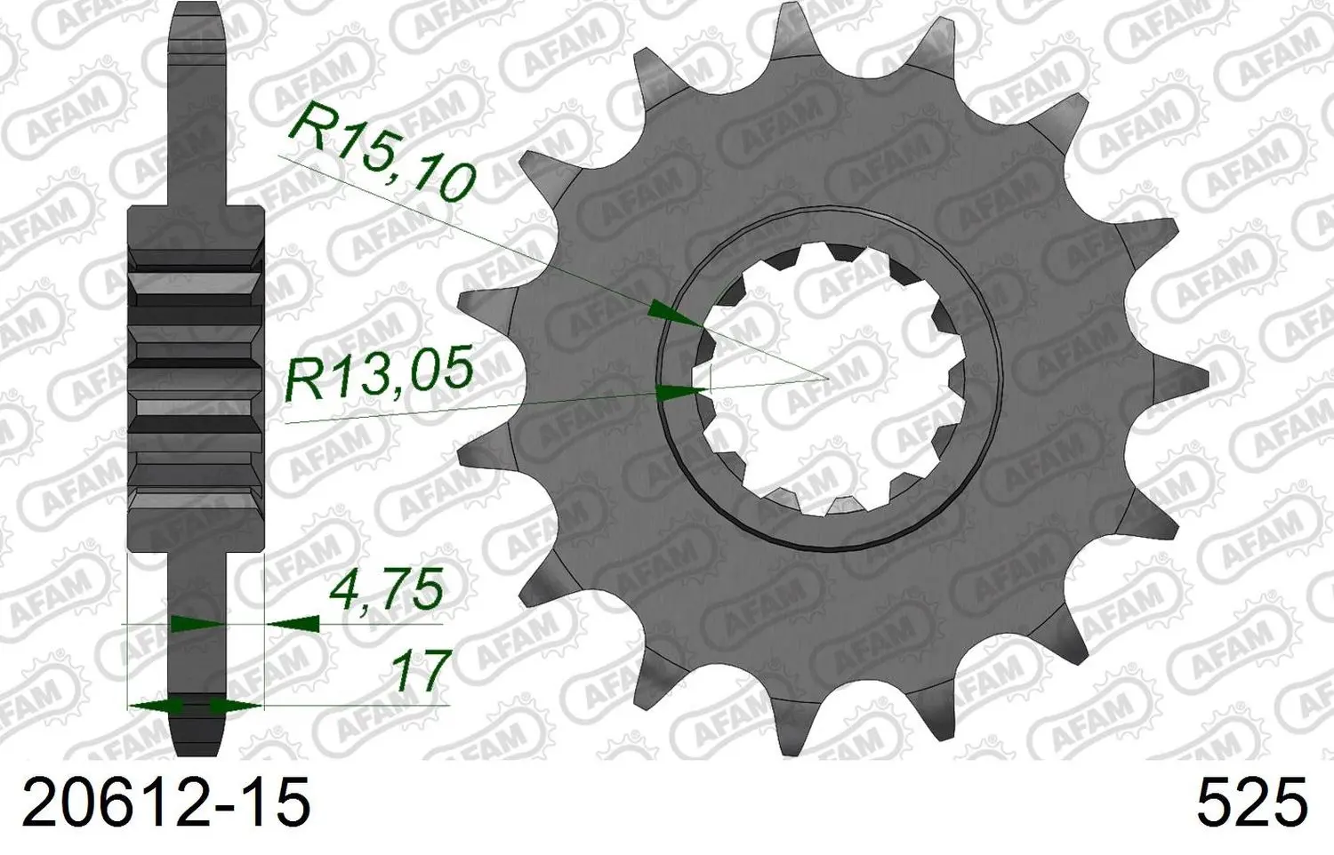 AFAM pastorek přední 2068 15 HONDA CBR 600F '99-'12, CBR 650F '14-'18 (JTF1370.15) (řetěz 525) ( )
