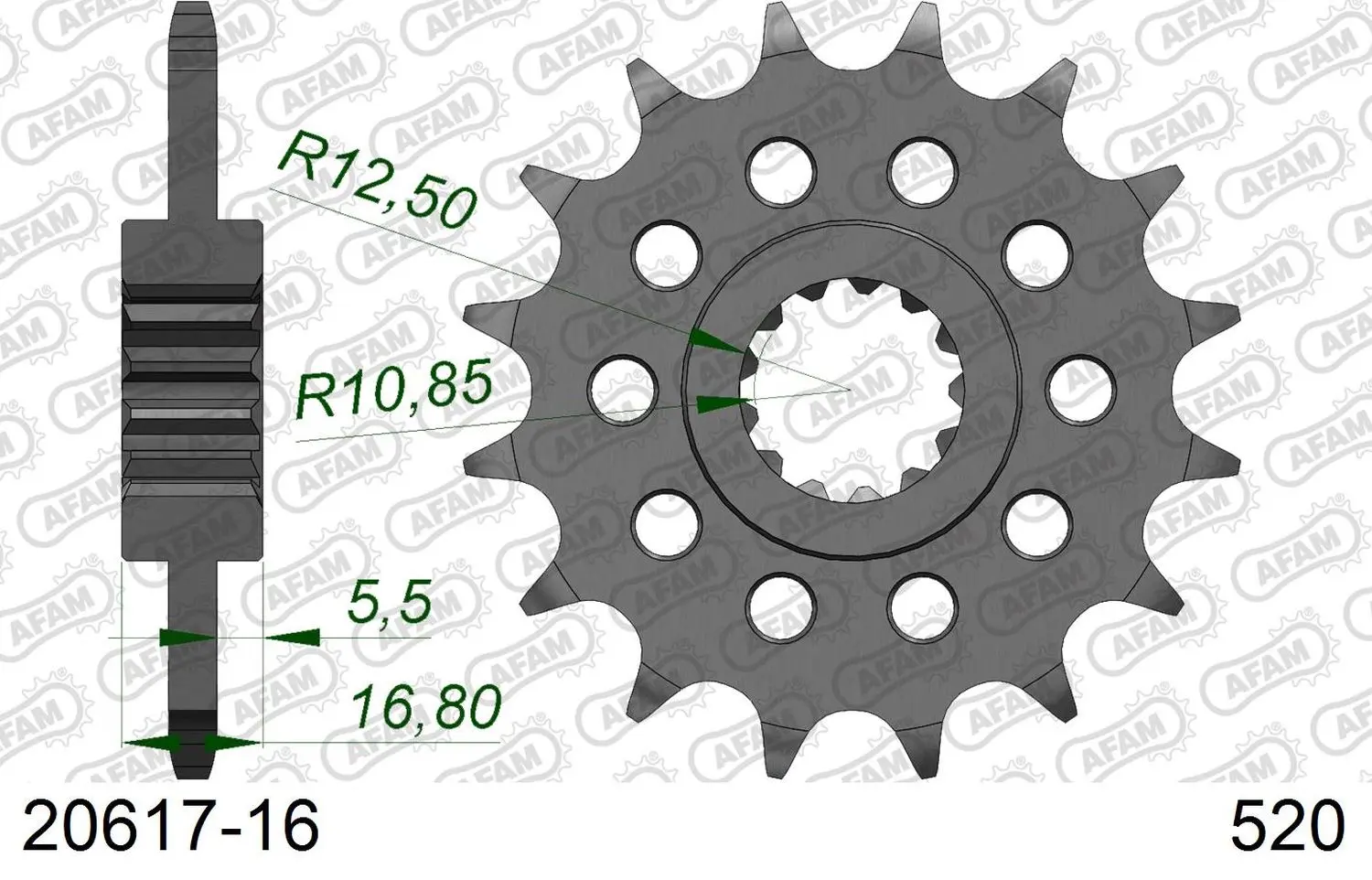 AFAM pastorek přední 2042 16 HONDA NC 750X/S/DCT '14-'15, INTEGRA 750 DCT '14-'15 (JTF1373.16) (řetěz 520) ( )