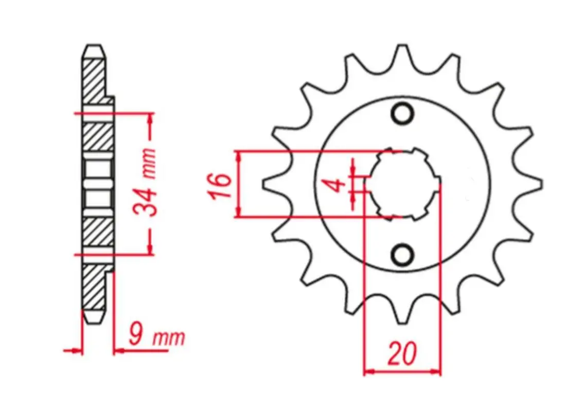 GROSSKOPF řetězové kolečko přední 2062 13 YAMAHA YFS200 BLASTER 88-06, TT-R230 05-20, DT200 L 85 (JTF1554.13) (GROSSKOPF řetězové kolečko přední 2062)