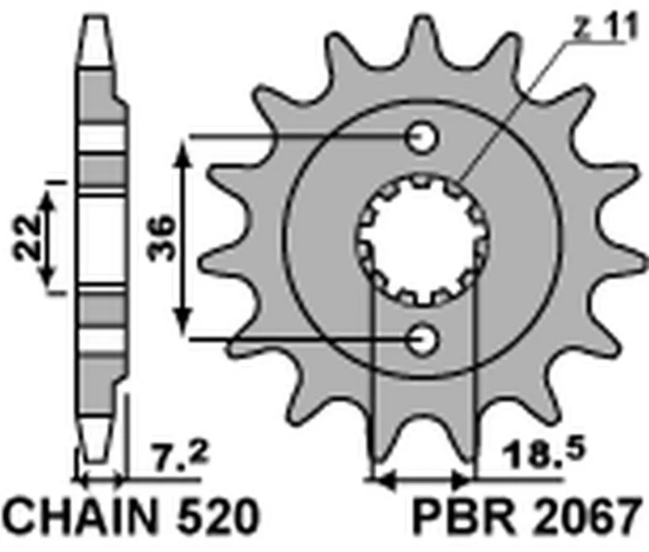 PBR řetězové kolečko přední 2067 14 18NC (PBR řetězové kolečko přední 2067 14 18NC)