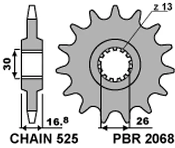 PBR řetězové kolo přední 2068 16 HONDA CBR 600F '99-'14, CBR 600RR '03-'16, CBF 600 (JTF1370.16) (206816JT) (MADE IN ITALY) (PBR řetězové kolo přední)