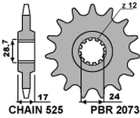 PBR řetězové kolo přední 2073 15 HONDA CB 600 HORNET '97-'06, CBR 600F '97-'98, CBF 600 '04-'07 (JTF1371.15) (207315JT) (MADE IN ITALY) (PBR řetězové)