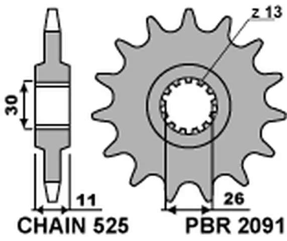 PBR řetězové kolo přední 2091 15 YAMAHA FZ8 '10-'15, MT 09 '14-'17, MT 07 '14-'17, TDM 900 '02-'13 (JTF1591.15) (MADE IN ITALY) (PBR řetězové kolo)