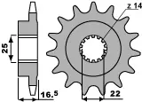 CHT řetězové kolo přední 2114 14 DUCATI 749 03-06 (JTF741.14) (řetěz 525) (CHT řetězové kolo přední 2114 14 DUCATI 749 03-06 (JTF741.14) (řetěz 525))