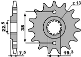 PBR řetězové kolo přední 2116 14 18NC SUZUKI LTR 450 '06-'12, LTZ 400 '03-'13, RMX 450 '10-'13, KAWASAKI KFX 400, HYOSUNG TE 450 (JTF1401.14) (MADE IN