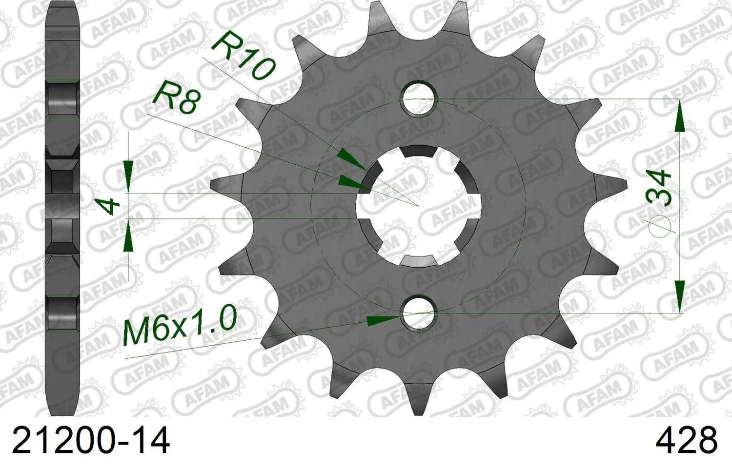 AFAM pastorek přední 263 14 SUZUKI RM 80/85, YAMAHA XT 125 R/X; JUNAK 125 (JTF1263.14) (řetěz 428) ( )