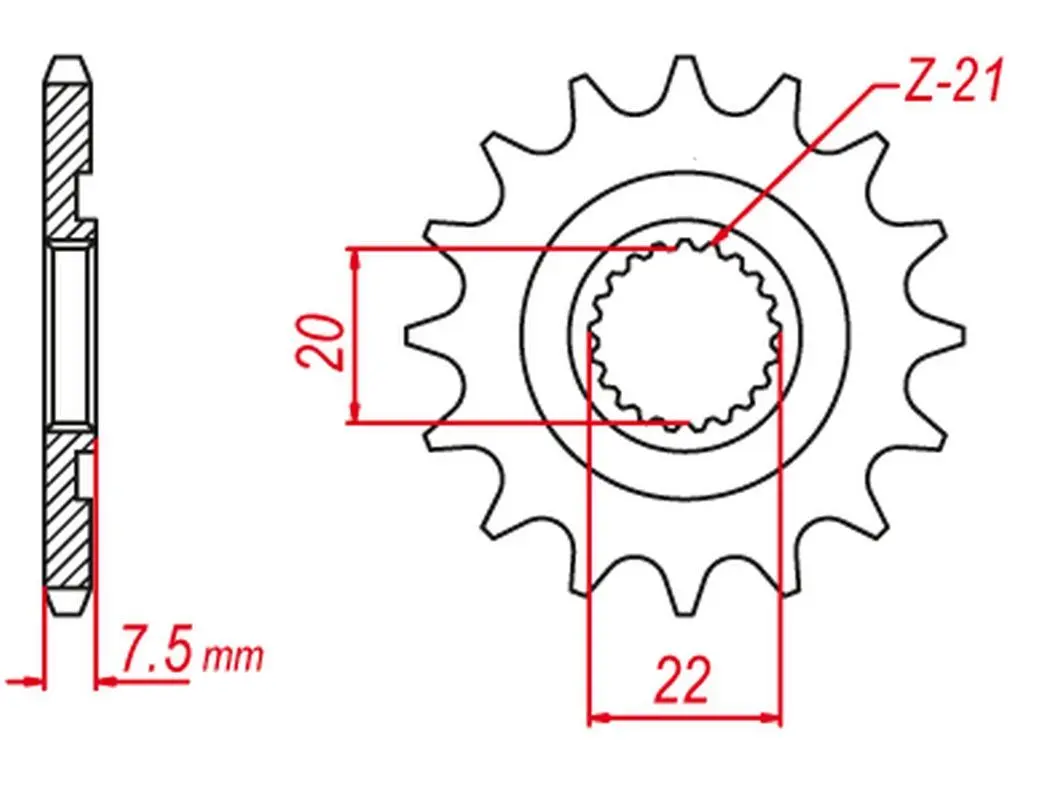 GROSSKOPF řetězové kolo přední 2120 13 HONDA CR 125R '04-'07, CRF 250R '04-'17, CRF 250X '04-'17 (-1) (JTF1323.13) ( )