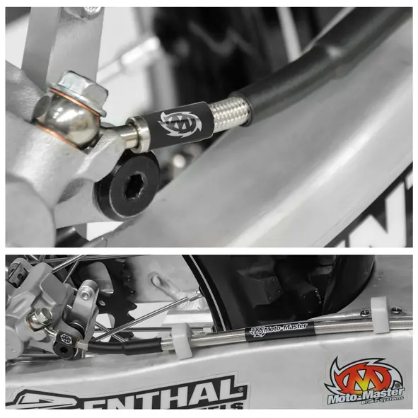 MOTO-MASTER brzdová hadička v ocelovém opletení zadní KTM SX/SXF/SX-F/EXC/EXCF/EXC-F 05-, HUSQVARNA TE/TC/FE/FC 14-16, GASGAS EX 21- (MOTO-MASTER)