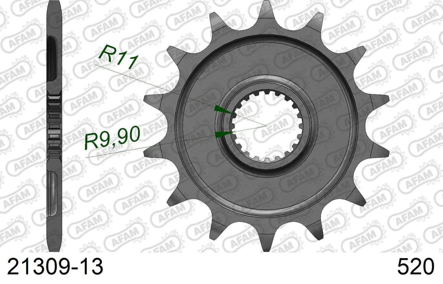 AFAM pastorek přední 2103 13 YAMAHA YZF 250 '01-'25, YZ 125 '05-'25, WR 250F '01-'25 (JTF1590.13) (řetěz 520) ( )