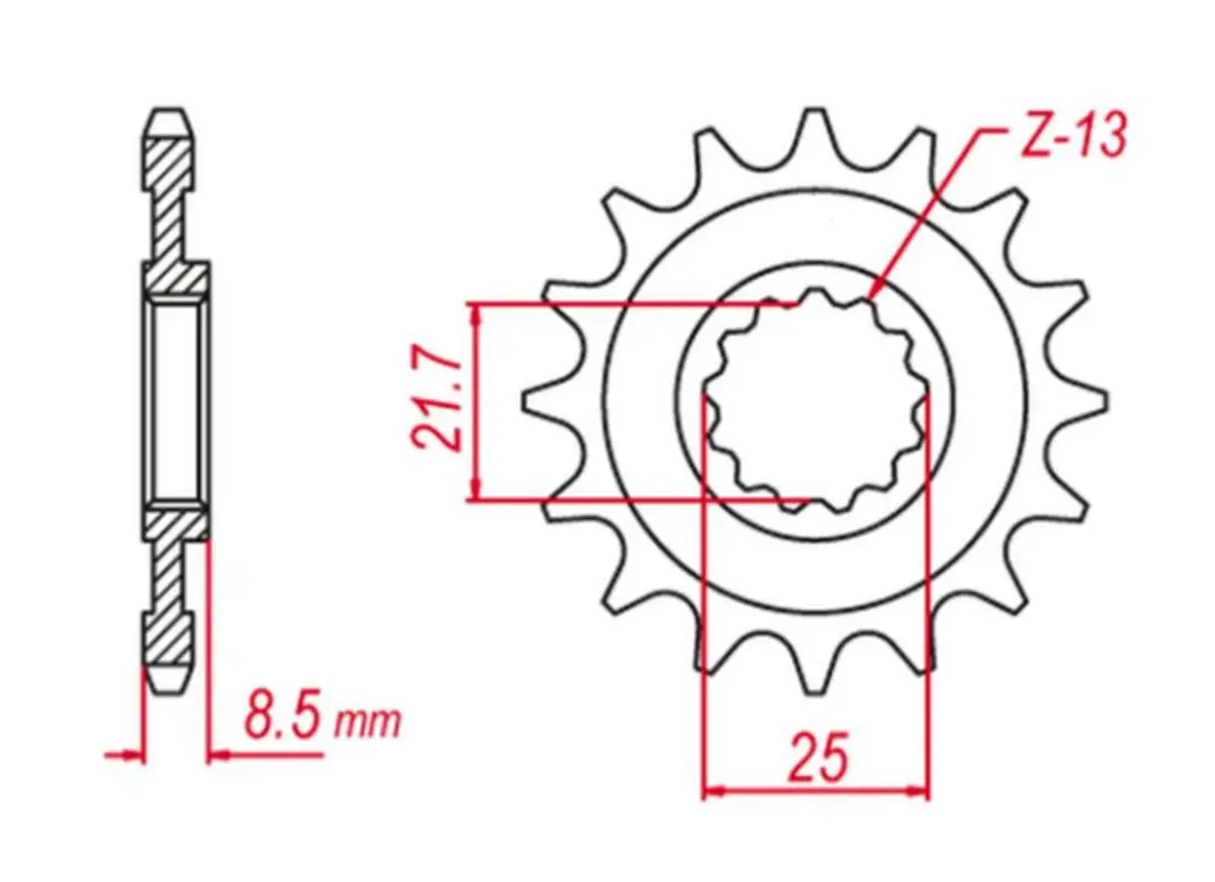 GROSSKOPF řetězové kolo přední 2137 17 KAWASAKI ZX-R '02-'03 (+1), Z 1000 '03-'06 (+1), ZX-10R '04-'20, ZX-10RR '17-'19, KLV 1000 '04-'06 (JTF1537.17)