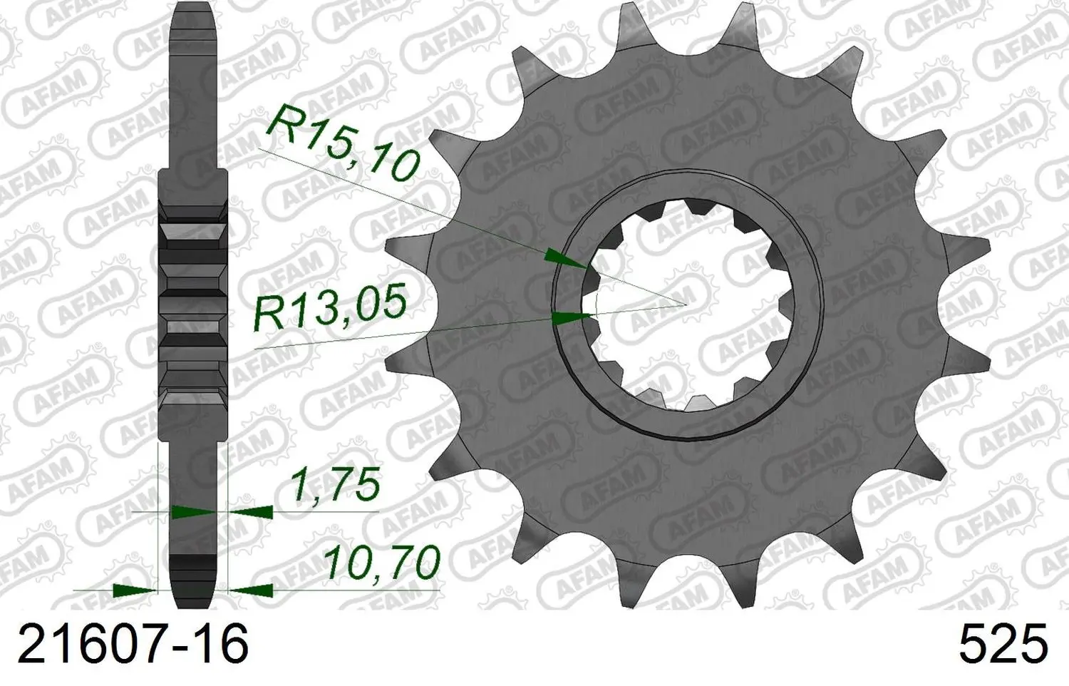 AFAM přední pastorek 2091 16 s gumou YAMAHA FZ8 '10-'15, MT 09 '14-'17, MT 07 '14-'18, TDM 900 '02-'13, MT10 16-17 (209116JTRB)* (JTF1591.16RB) (řetěz