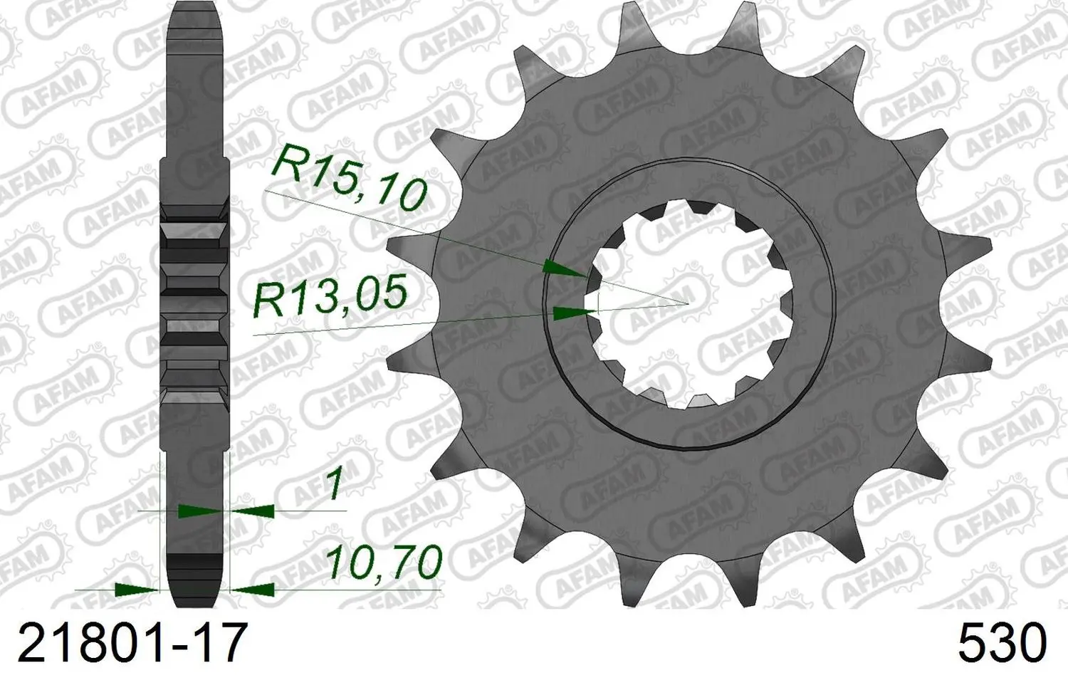 AFAM přední pastorek 579 17 YAMAHA FZ1 '06-'14, R1 '04-'14, FJ, XJR (JTF579.17) (řetěz 530) ( )