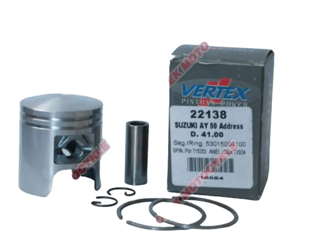 VERTEX píst SUZUKI MORINI, DERBI (skútr 50 ccm) (42,00mm=+1,00mm) čep 10mm (VERTEX píst SUZUKI MORINI, DERBI (skútr 50 ccm) (42,00mm=+1,00mm) čep)