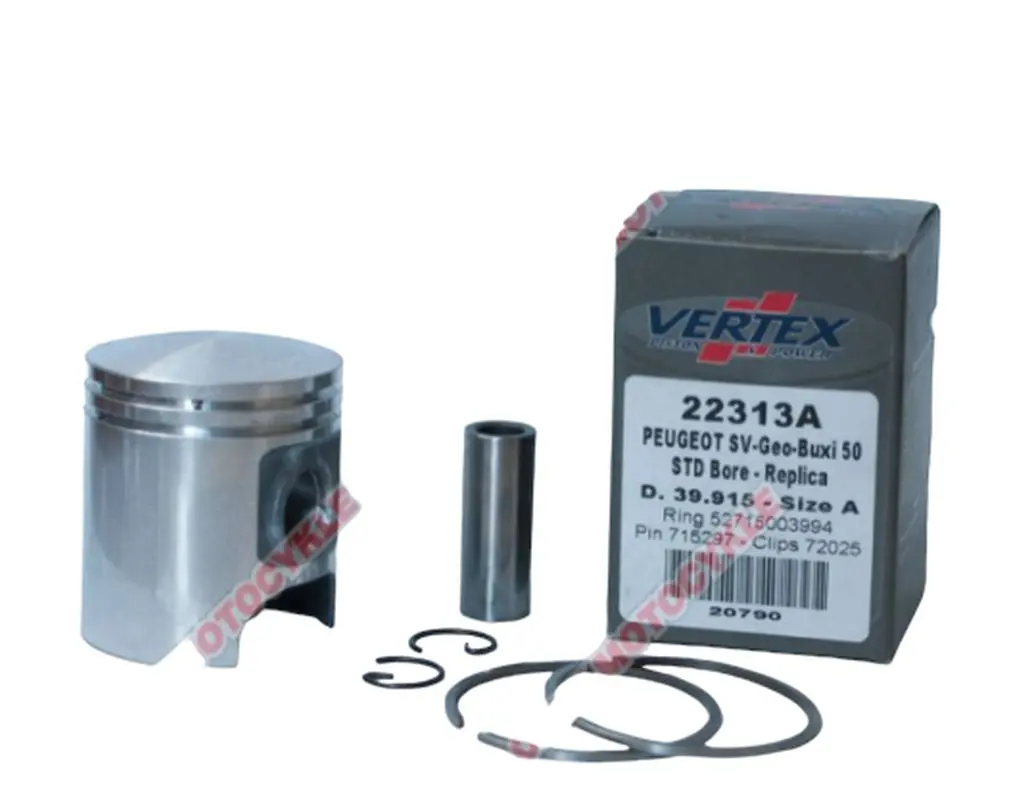 VERTEX píst PEUGEOT SV, BUXY, ELYSEO, TREKKER 50 (39,915mm) (kroužky 52715003994 X 2 ks) (22313A) (VERTEX píst PEUGEOT SV, BUXY, ELYSEO, TREKKER 50)