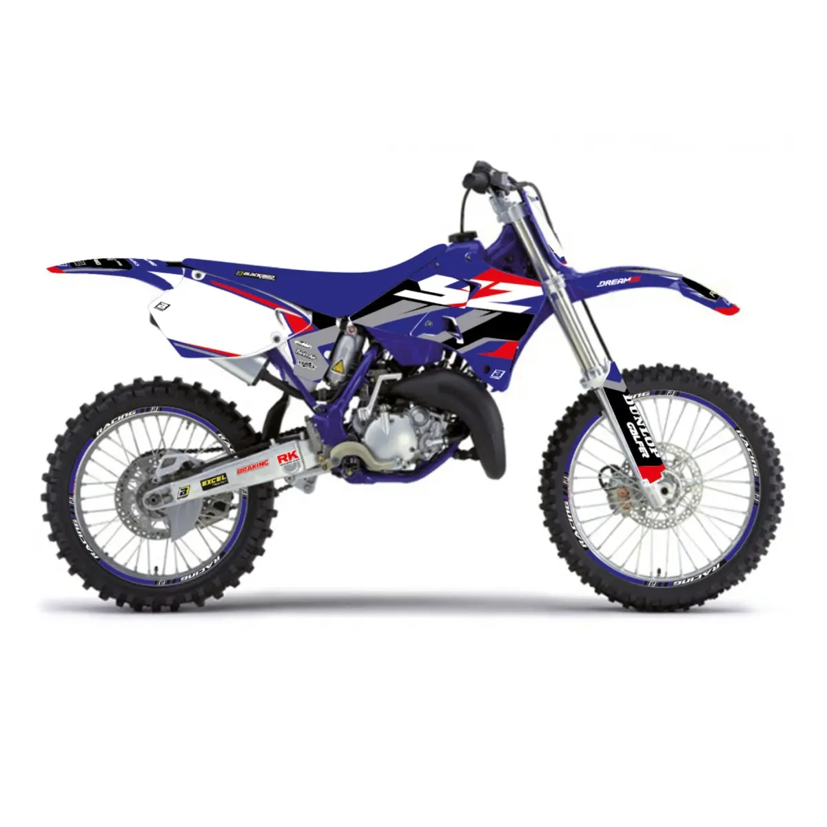 BLACKBIRD sada samolepek (dýhy) YAMAHA YZ 125/250 96-01 DREAM 5 barva modrá černá ( )