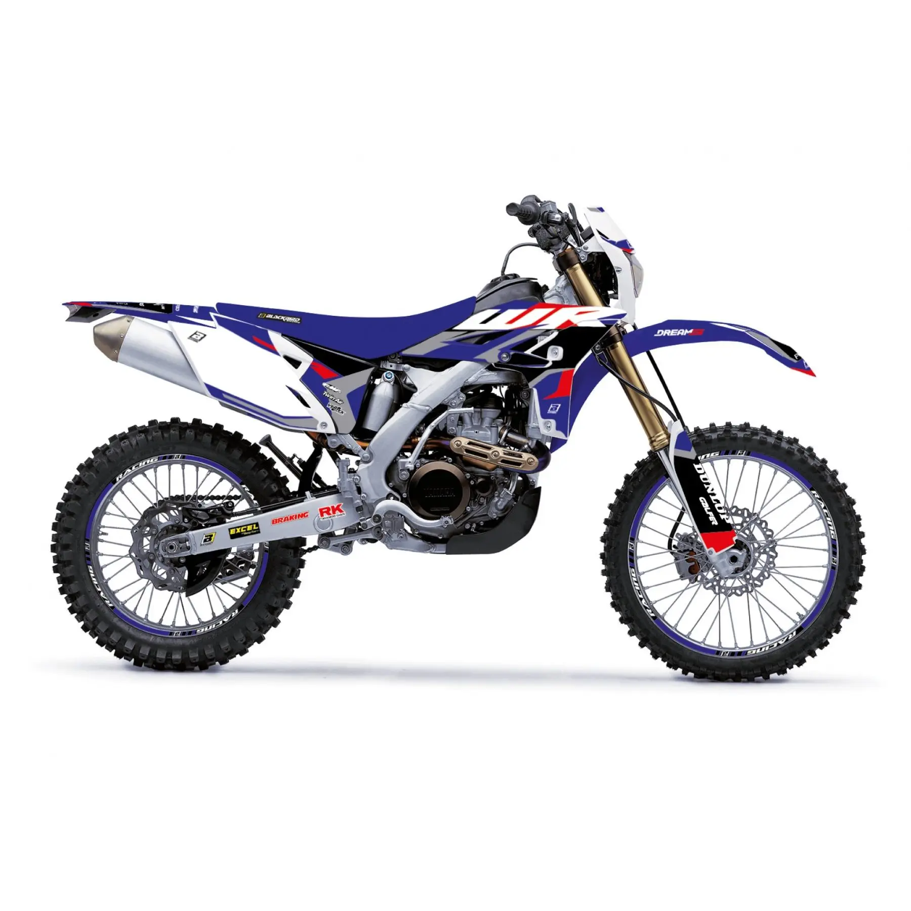 BLACKBIRD sada samolepek (dýhy) YAMAHA WR 450F 12-15 DREAM 5 barva modrá černá (BLACKBIRD sada samolepek (dýhy) YAMAHA WR 450F 12-15 DREAM 5 barva)