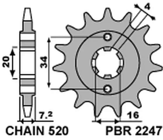 PBR řetězové kolo přední 2247 14 18NC KTM 125 DUKE 11-21 (-1) (JTF1903.14) (MADE IN ITALY) (PBR řetězové kolo přední 2247 14 18NC KTM 125 DUKE 11-21)