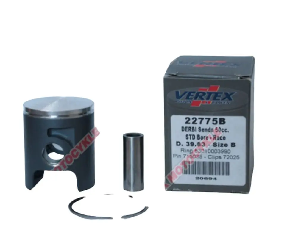 VERTEX píst DERBI (kroužky 53010003990 X 1 kus) (39,84mm) čep 12mm (22775C) (VERTEX píst DERBI (kroužky 53010003990 X 1 kus) (39,84mm) čep 12mm)