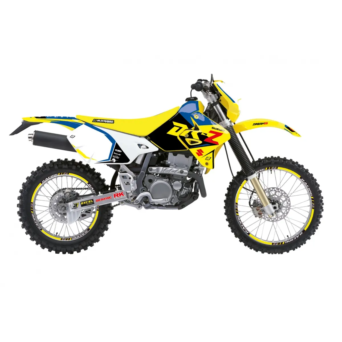 BLACKBIRD sada samolepek (dýhy) SUZUKI DRZ 400 00-23 DREAM 5 barva žlutá modrá (BLACKBIRD sada samolepek (dýhy) SUZUKI DRZ 400 00-23 DREAM 5 barva)