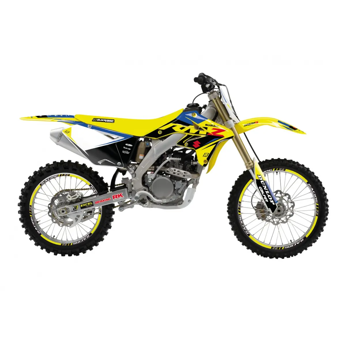 BLACKBIRD sada samolepek (dýhy) SUZUKI RMZ 250 07-09 DREAM 5 barva žlutá modrá (BLACKBIRD sada samolepek (dýhy) SUZUKI RMZ 250 07-09 DREAM 5 barva)