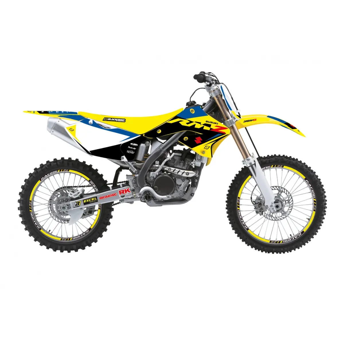 BLACKBIRD sada samolepek (dýhy) SUZUKI RMZ 250 04-06 DREAM 5 barva modrá žlutá černá ( )