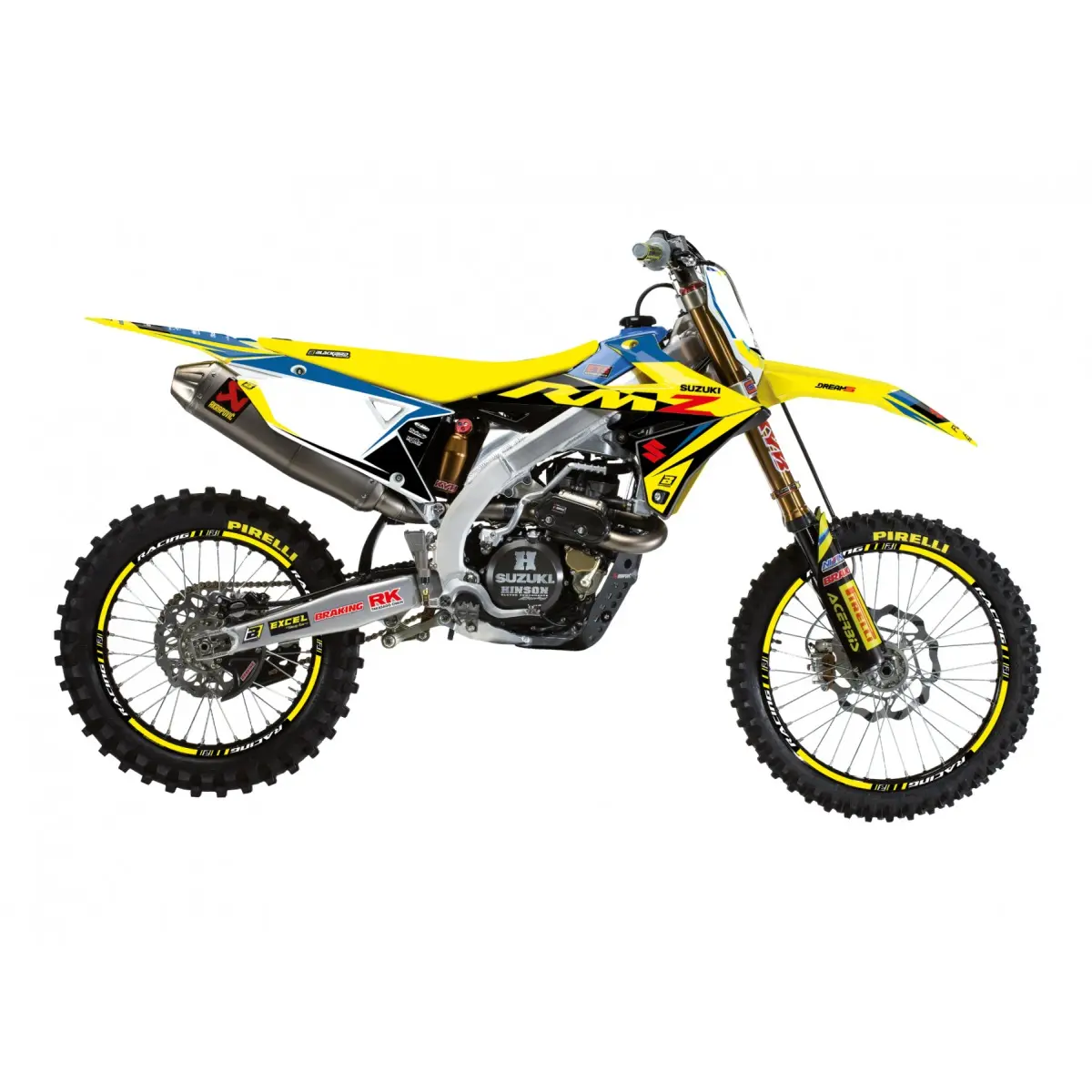 BLACKBIRD sada samolepek (dýhy) SUZUKI RMZ 250 19-25, RMZ 450 18-25 DREAM 5 barva žlutá modrá ( )