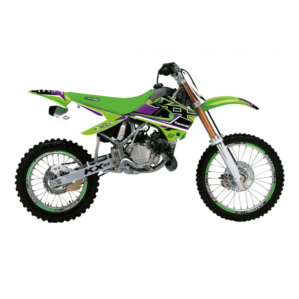 BLACKBIRD sada samolepek (dýhy) KAWASAKI KX 85 01-13 DREAM 5 barva zelená černá (BLACKBIRD sada samolepek (dýhy) KAWASAKI KX 85 01-13 DREAM 5 barva)