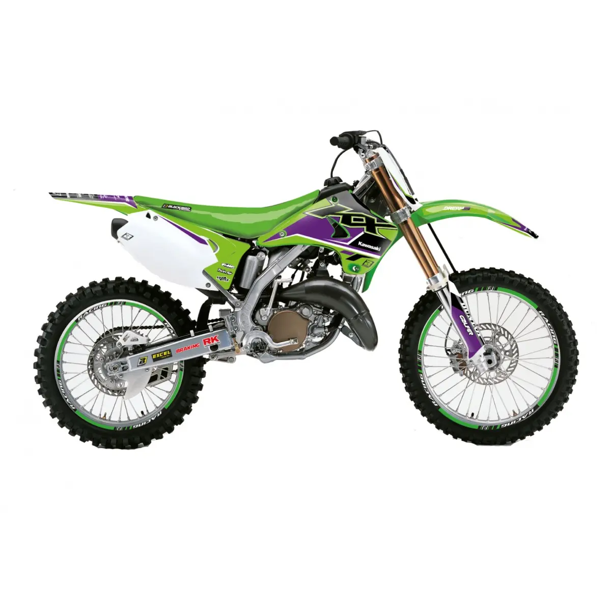BLACKBIRD sada samolepek (dýhy) KAWASAKI KX 125/250 03-08 DREAM 5 barva zelená černá ( )