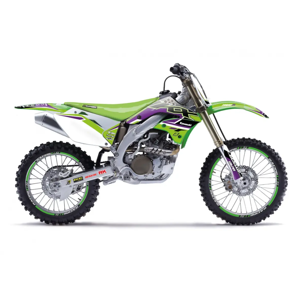 BLACKBIRD sada samolepek (dýhy) KAWASAKI KX 450F 06-08 DREAM 5 barva zelená černá (BLACKBIRD sada samolepek (dýhy) KAWASAKI KX 450F 06-08 DREAM 5)