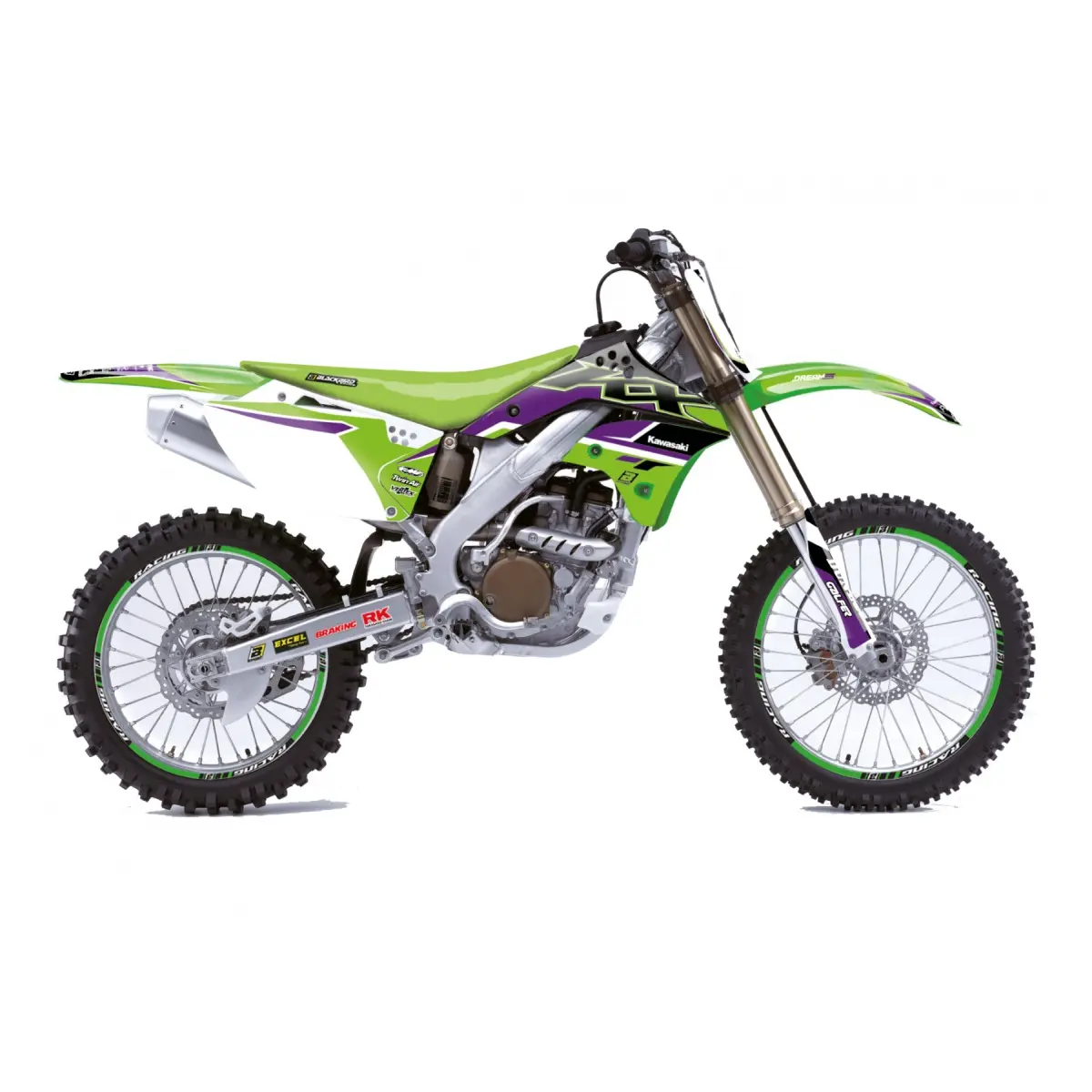 BLACKBIRD sada samolepek (dýhy) KAWASAKI KX 250F 06-08 DREAM 5 barva zelená černá (BLACKBIRD sada samolepek (dýhy) KAWASAKI KX 250F 06-08 DREAM 5)