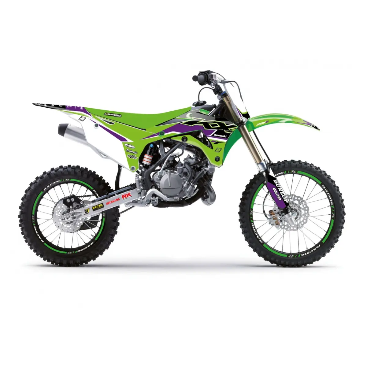 BLACKBIRD sada samolepek (dýhy) KAWASAKI KX 85 14-21 DREAM 5 barva zelená černá (BLACKBIRD sada samolepek (dýhy) KAWASAKI KX 85 14-21 DREAM 5 barva)