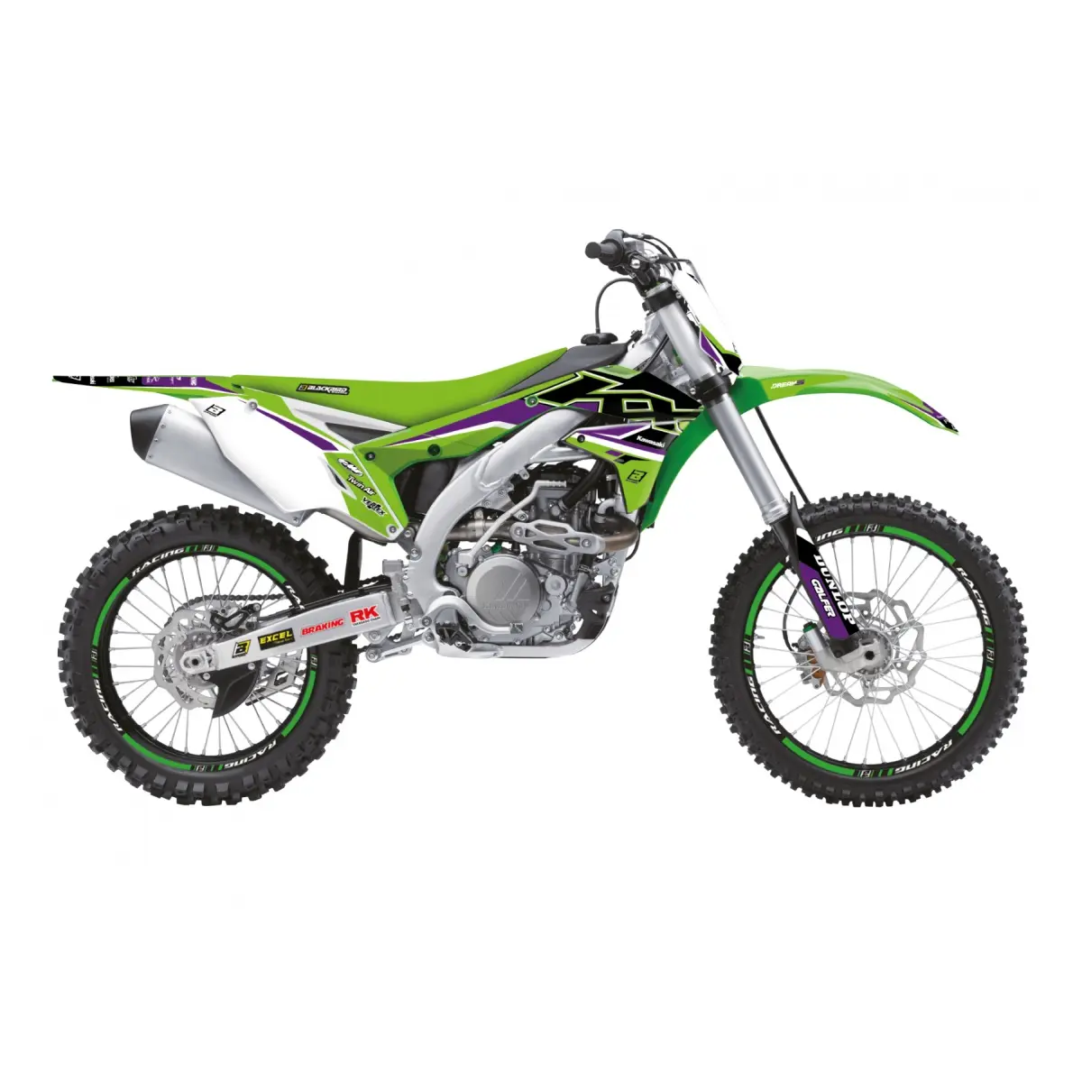 BLACKBIRD sada samolepek (dýhy) KAWASAKI KX 450F 16-18 DREAM 5 barva zelená černá (BLACKBIRD sada samolepek (dýhy) KAWASAKI KX 450F 16-18 DREAM 5)