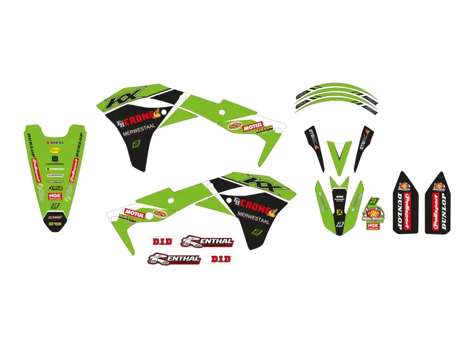 BLACKBIRD sada samolepek (dýhy) KAWASAKI KX 250F 17-20 REPLICA KAWASAKI závodní TEAM 22 (BLACKBIRD sada samolepek (dýhy) KAWASAKI KX 250F 17-20)
