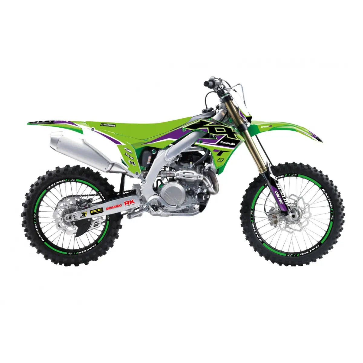 BLACKBIRD sada samolepek (dýhy) KAWASAKI KX 250F 21-23, KX 450F 19-24 DREAM 5 barva zelená černá ( )