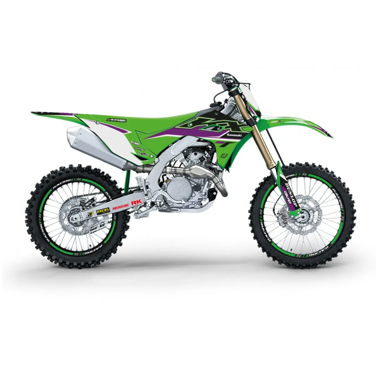 BLACKBIRD sada samolepek (dýhy) KAWASAKI KX 250F 25; KX 450F 24-25 DREAM 5 barva zelená černá ( )