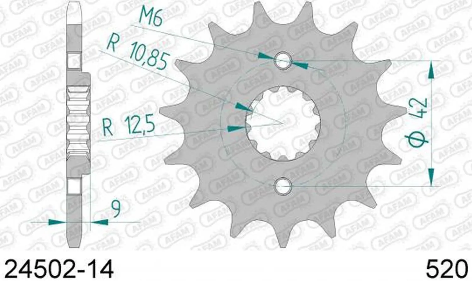 AFAM přední pastorek 523 14 KAWASAKI EL 250/252 '88-'03, KLX 250 S '09-'15, KLR 250/600 (-1) (řetěz 520) (JTF516.14) ( )