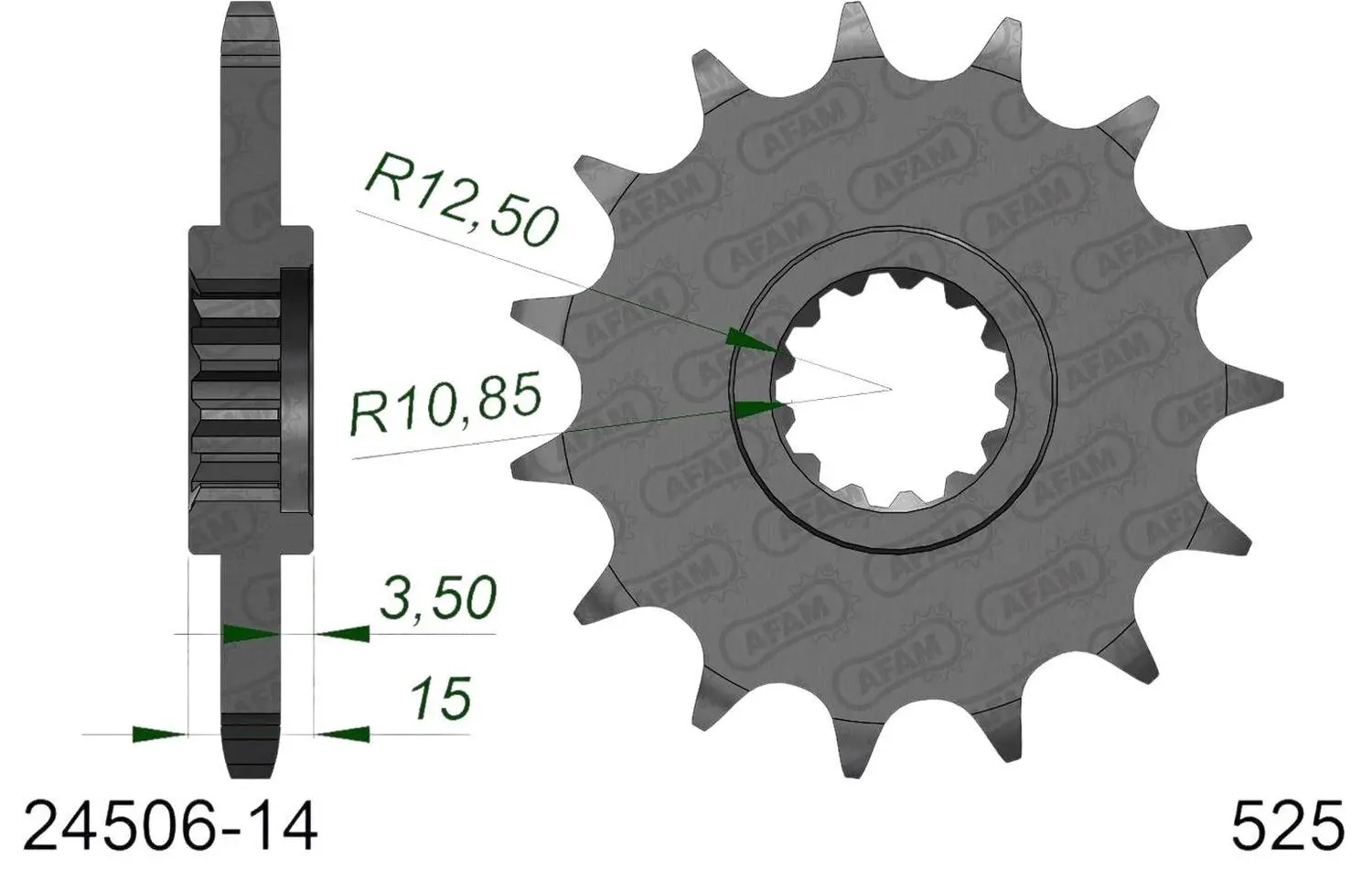 AFAM přední pastorek 2082 15 KAWASAKI ZX-6R (ZX6R) / ZX 600 NINJA '95-'97, ZRX 400 '94-'97 (řetěz 525) (JTF1515.15) (AFAM přední pastorek 2082 15)
