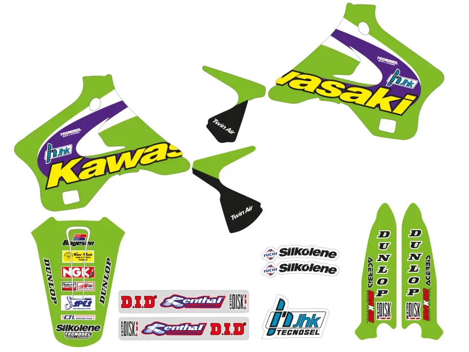 BLACKBIRD sada samolepek (dýhy) KAWASAKI KX 125/250 94-98 REPLICA TEAM KAWASAKI 1998 ( )