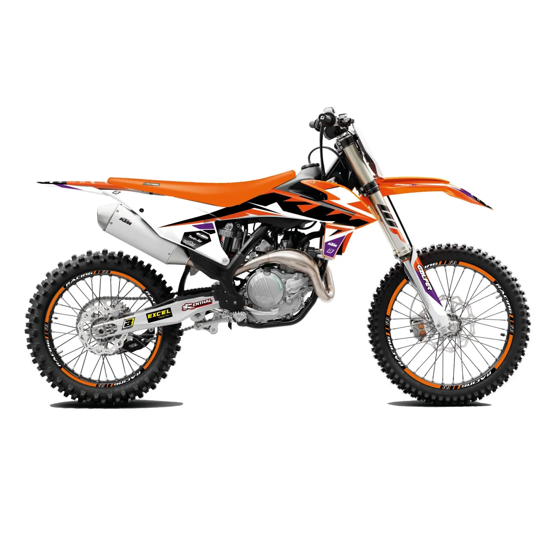 BLACKBIRD sada samolepek (dýhy) KTM SX/SX-F 19-22, EXC/EXC-F 20-23 DREAM 5 chrom EFX barva oranžová černá ( )