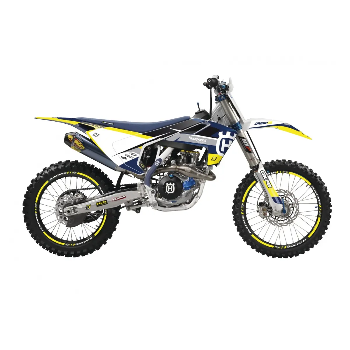 BLACKBIRD sada samolepek (dýhy) HUSQVARNA FC/TC 16-18, TE/FE 17-19 DREAM 5 barva modrá žlutá ( )