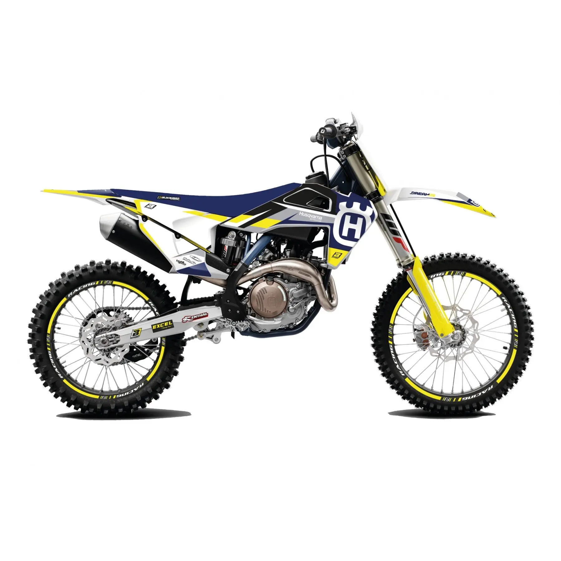 BLACKBIRD sada samolepek (dýhy) HUSQVARNA TC/FC 19-22, TE/FE 20-23 DREAM 5 chrom EFX barva modrá žlutá ( )
